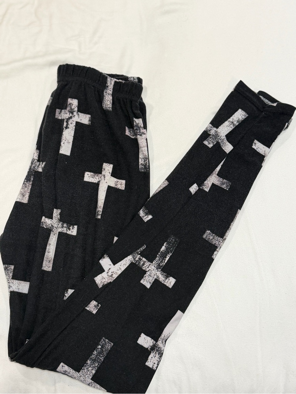 Always Black Leggings with White Cross Print